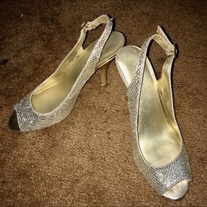 Gold and silver heels